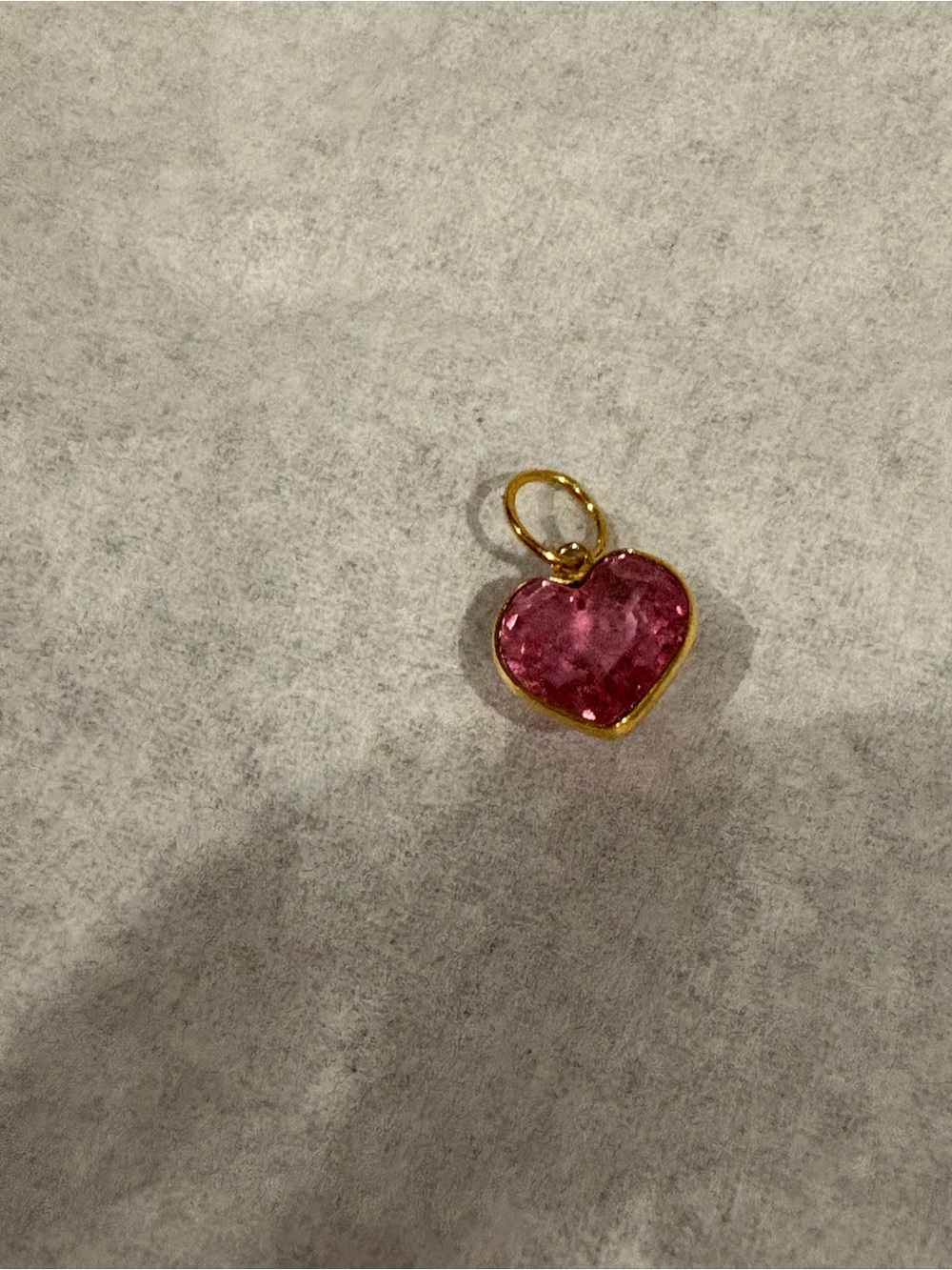 18k Gold  Pink Tourmaline Heart Pendant Charm